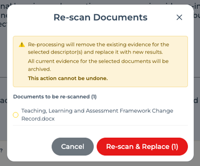 Rescan function for framework update