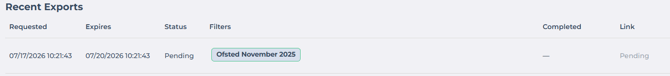 pending export
